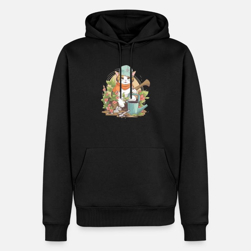 Kido le chat jardinier - Sweat à capuche Premium bio Homme - noir