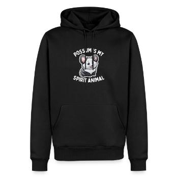 L’opossum est mon animal spirituel - Sweat à capuche Premium bio Homme - noir - Devant - Nico (187cm)
