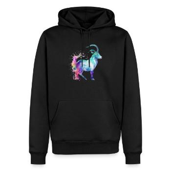 Jazy capricorne - Sweat à capuche Premium bio Homme - noir - Devant - Nico (187cm)