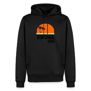 Millésime 1984 - Sweat à capuche Premium bio Homme - noir - Devant - Nico (187cm)