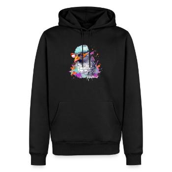 Manu die Taube - Männer Premium Bio Hoodie - Schwarz - Vorne - Nico (187cm)