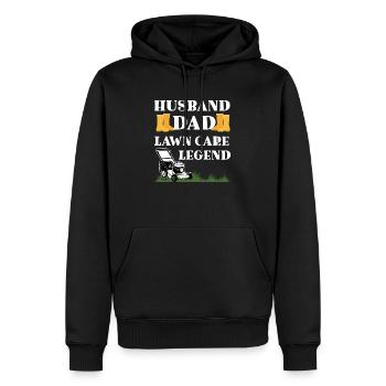 Husband dad lawn care legend funny gift gardener - Sweat à capuche Premium bio Homme - noir - Devant - Nico (187cm)