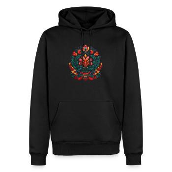 motifs floraux inspiré d'art traditionnel russe - Sweat à capuche Premium bio Homme - noir - Devant - Nico (187cm)