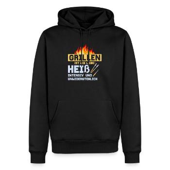 Grillen ist wie Liebe BBQ Griller Grill - Männer Premium Bio Hoodie - Schwarz - Vorne - Nico (187cm)