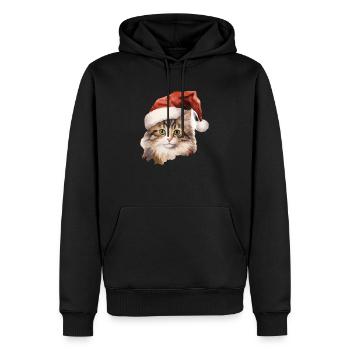 Chat avec un bonnet de Noel, t shirt, mug - Sweat à capuche Premium bio Homme - noir - Devant - Nico (187cm)