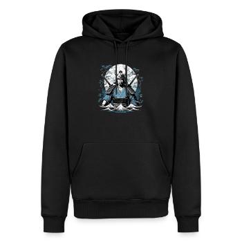 guerrier samourai - japon - Sweat à capuche Premium bio Homme - noir - Devant - Nico (187cm)