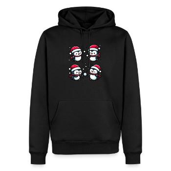 Adorable pingouin père Noël chapeau bataille de boules de neige d’hiver - Sweat à capuche Premium bio Homme - noir - Devant - Nico (187cm)