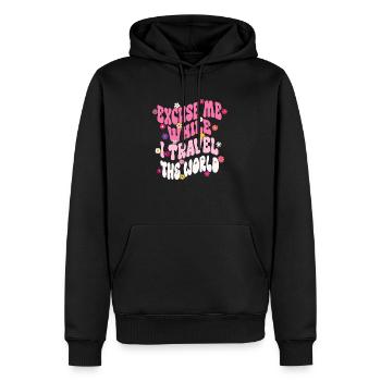 Entschuldigen Sie, während ich die Welt reise Groovy Vintage - Männer Premium Bio Hoodie - Schwarz - Vorne - Nico (187cm)