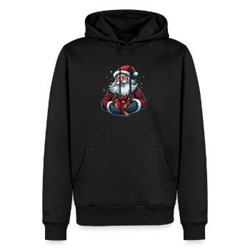 Le Père Noël vous souhaite un joyeux Noël - Sweat à capuche Premium bio Homme - noir - Devant - Nico (187cm)