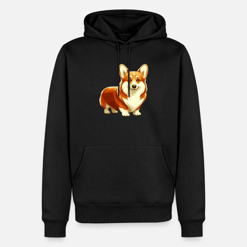 Corgi - Männer Premium Bio Hoodie - Schwarz