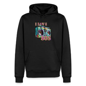 80 ' s Party Outfit Costume rétro Vintage - Sweat à capuche Premium bio Homme - noir - Devant - Nico (187cm)