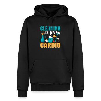 Le nettoyage est mon nettoyant d’entretien cardio - Sweat à capuche Premium bio Homme - noir - Devant - Nico (187cm)