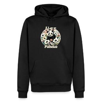 Ich liebe Pandas - Männer Premium Bio Hoodie - Schwarz - Vorne - Nico (187cm)