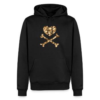 Piratenherz Camo Sand - Männer Premium Bio Hoodie - Schwarz - Vorne - Nico (187cm)