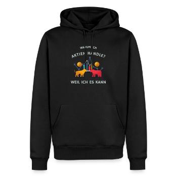 warum ich Aktien handle weil ich es kann - Männer Premium Bio Hoodie - Schwarz - Vorne - Nico (187cm)