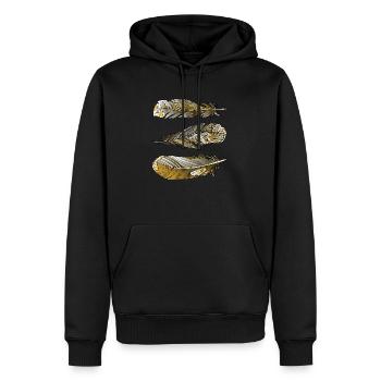 Feder - Männer Premium Bio Hoodie - Schwarz - Vorne - Nico (187cm)