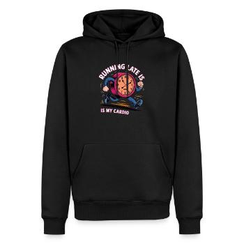 Être en retard est mon cardio - Sweat à capuche Premium bio Homme - noir - Devant - Nico (187cm)