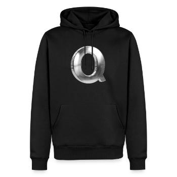Chrome ,, Q " Métallisé - Sweat à capuche Premium bio Homme - noir - Devant - Nico (187cm)