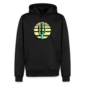 Cactus, désert, coucher de soleil, soir, nuit, cactus - Sweat à capuche Premium bio Homme - noir - Devant - Nico (187cm)
