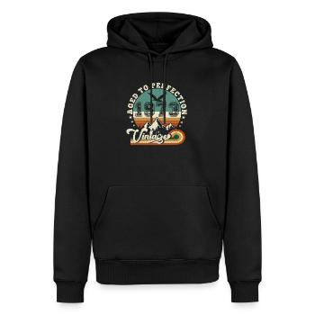 1974 Vintage Retro Jubiläum 1974.Auflage 2025. - Männer Premium Bio Hoodie - Schwarz - Vorne - Nico (187cm)
