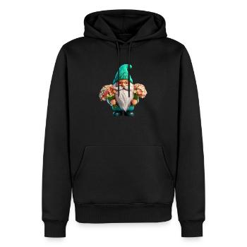 Gartenzwerg mit Blumenstrauß x2 - Männer Premium Bio Hoodie - Schwarz - Vorne - Nico (187cm)