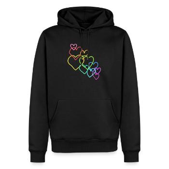 bunte Herzen Valentinstag - Männer Premium Bio Hoodie - Schwarz - Vorne - Nico (187cm)