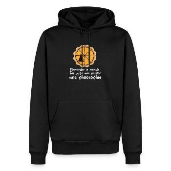 Die Welt ficken - Männer Premium Bio Hoodie - Schwarz - Vorne - Nico (187cm)