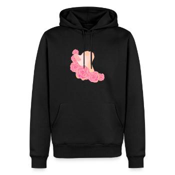 Chat parmi les roses - Sweat à capuche Premium bio Homme - noir - Devant - Nico (187cm)