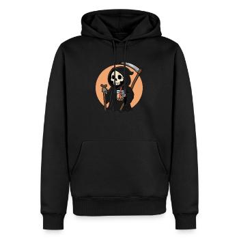 Sensenmann mit Boba - Männer Premium Bio Hoodie - Schwarz - Vorne - Nico (187cm)