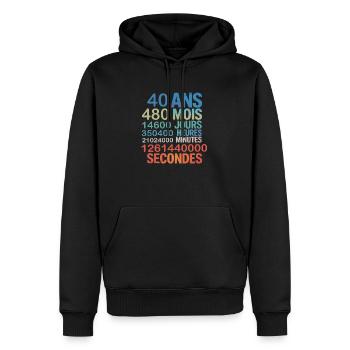 40 Ans – 480 Mois, 14600 Jours... Secondes - Men’s Premium Organic Hoodie - black - Front - Nico (187cm)
