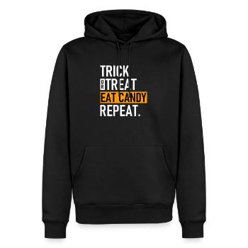 Trick or Treat - Halloween - Mangez des bonbons - Répétez - Sweat à capuche Premium bio Homme - noir - Devant - Nico (187cm)