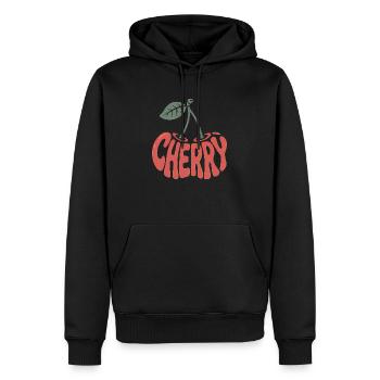 Cerise - Logo de fruit cool - Sweat à capuche Premium bio Homme - noir - Devant - Nico (187cm)