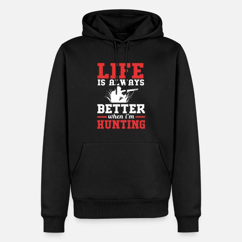 Krokodil Jagd Jäger Jagen - Männer Premium Bio Hoodie - Schwarz