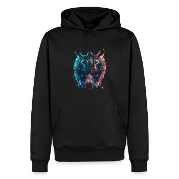 Tinte,Eulen,illustration,malerei,graffiti,Eule - Männer Premium Bio Hoodie - Schwarz - Vorne - Nico (187cm)