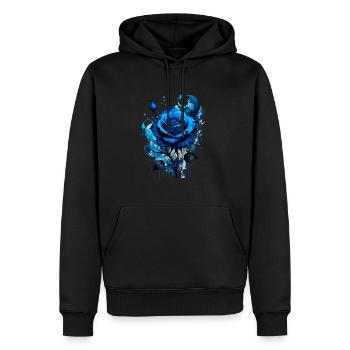 encre, rose bleue, illustration, peinture, graffiti - Sweat à capuche Premium bio Homme - noir - Devant - Nico (187cm)