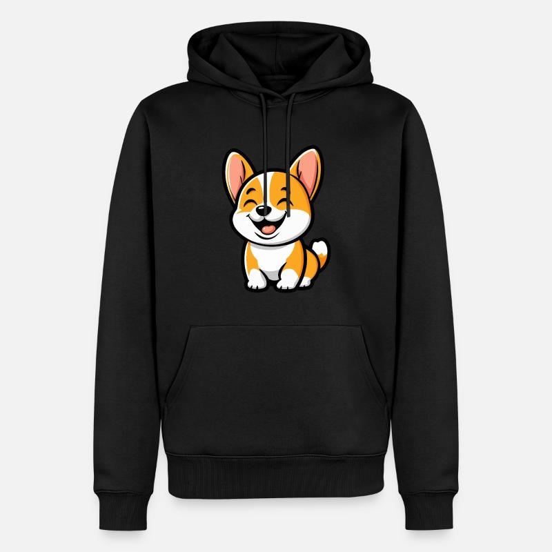Chien Corgi Mignon - Sweat à capuche Premium bio Homme - noir