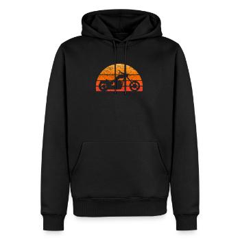 Motorrad CHOPPER Sonne Retro Geschenk Vintage - Männer Premium Bio Hoodie - Schwarz - Vorne - Nico (187cm)