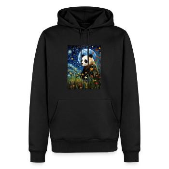 Panda Van Gogh Ciel étoilé Style - Sweat à capuche Premium bio Homme - noir - Devant - Nico (187cm)