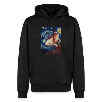 axolotl, van gogh, style, sternennacht - Männer Premium Bio Hoodie - Schwarz - Vorne - Nico (187cm)