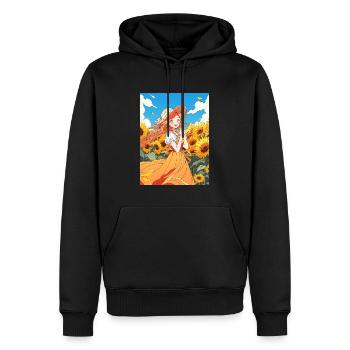 Anime Fille Tournesols - Sweat à capuche Premium bio Homme - noir - Devant - Nico (187cm)