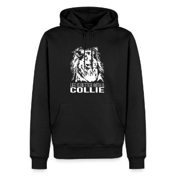 Langhaar Collie life is better Hunde Wilsigns - Männer Premium Bio Hoodie - Schwarz - Vorne - Nico (187cm)