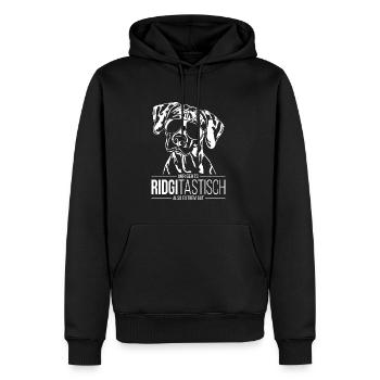 RIDGITASTISCH Rhodesian Ridgeback Spruch Wilsigns - Männer Premium Bio Hoodie - Schwarz - Vorne - Nico (187cm)