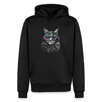 Dagestan Katze Dagestaner Flagge Sonnenbrille - Männer Premium Bio Hoodie - Schwarz - Vorne - Nico (187cm)