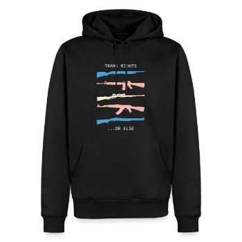 TRANS RIGHTS OR ELSE meaning trend - Sweat à capuche Premium bio Homme - noir - Devant - Nico (187cm)