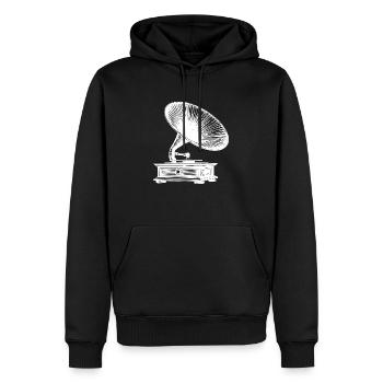 Grammophon Schallplatte SKizze - Männer Premium Bio Hoodie - Schwarz - Vorne - Nico (187cm)