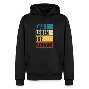 Das Leben ist schön - Männer Premium Bio Hoodie - Schwarz - Vorne - Nico (187cm)