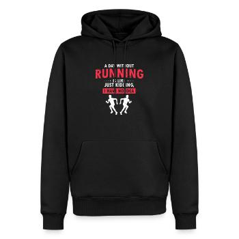 Une journée sans courir, c’est comme un drôle de coureur cool - Sweat à capuche Premium bio Homme - noir - Devant - Nico (187cm)