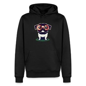 Hund mit Brille - Männer Premium Bio Hoodie - Schwarz - Vorne - Nico (187cm)