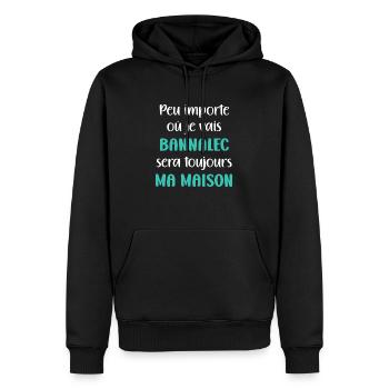 Bannalec ma maison - Sweat à capuche Premium bio Homme - noir - Devant - Nico (187cm)