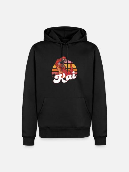 KAI - Beau prénom de garçon avec T-REX Dino - Sweat à capuche Premium bio Homme - noir